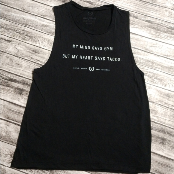 Women's Medium Love Fitness my mond says gym, but my heart says tacos Tank Top M - Picture 2 of 4
